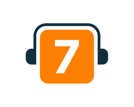 Headphone Logo On 7 Letter. Letter 7 Music Logo Design Template Headphone Concept Headphone Concept