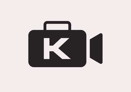 Cinema Film and Videography Logo On Letter K Design Template. Initial Letter K with Film Video Camera Logo Designのイラスト素材