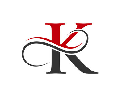 Initial Letter K Modern Shape Logo Design Template. K Logo With Creative Curved Vector Illustration.のイラスト素材