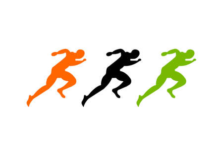 Sport Running Man Front View Logo. Running man Silhouette Logo Template For Marathon, template, Running Club Or Sports Clubのイラスト素材