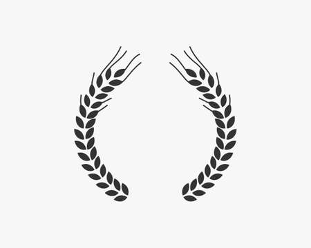 Agriculture Wheat Vector Icon Design Template. Wheat Grain Template, Food Agriculture, Healthy Nutrition Symbol On White Backgroundのイラスト素材