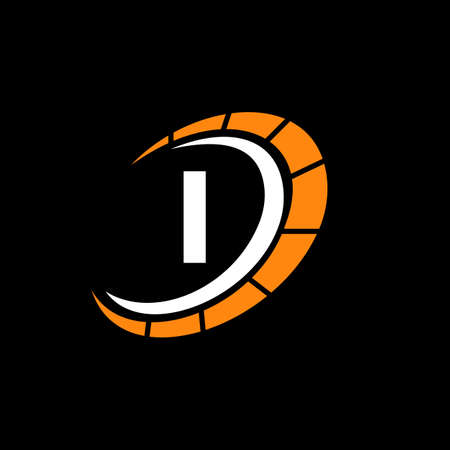 Sport Car Logo On Letter I Speed Concept. Car Automotive Template For Cars Service, Cars Repair With Speedometer I Letter Logo Designのイラスト素材