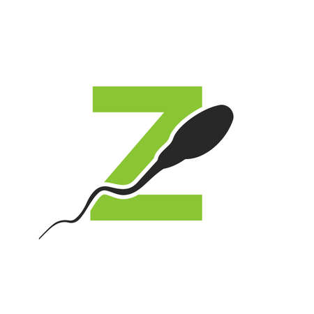 Sperm, Egg Cell Logo On Letter Z Template. Sperm Bank Medical Logo. Sperm Logo Vector Iconのイラスト素材