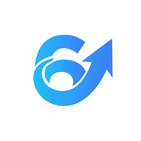 Financial Marketing Logo On Number 6, Initial Growth Arrow Concept. Fundraising Financial And Accounting Management Logo Design Templateのイラスト素材