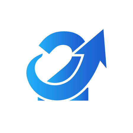 Financial Marketing Logo On Number 2, Initial Growth Arrow Concept. Fundraising Financial And Accounting Management Logo Design Templateのイラスト素材
