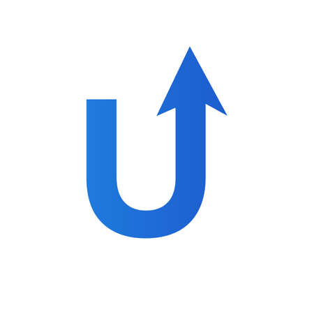 Financial Marketing Logo On Letter U, Initial Growth Arrow Concept. Fundraising Financial And Accounting Management Logo Design Templateのイラスト素材