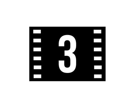 Motion Film Logo On Number 3 Template. Movie Film Sign, Film Production Logo With 3 Logotypeのイラスト素材
