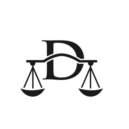 Law Firm Logo Design On Letter D. Lawyer And Justice, Law Attorney, Legal, Lawyer Service, Law Office, Scale, Logo Templateのイラスト素材
