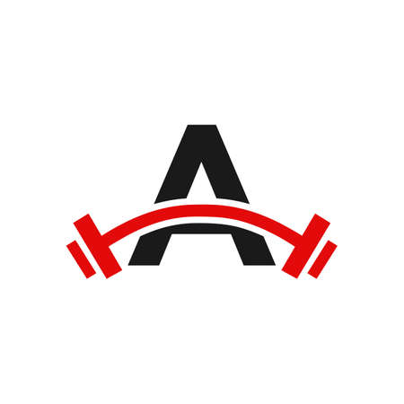 Fitness Gym Logo Design On Letter A Template. Letter A Fitness Club Exercising Logoのイラスト素材