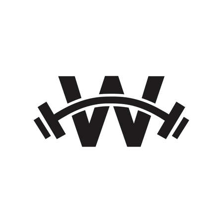 Fitness Gym Logo Design On Letter W Template. Letter W Fitness Club Exercising Logoのイラスト素材