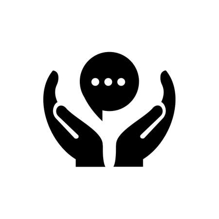 Hand Chat logo design. Chat logo with Hand concept vector. Hand and Chat logo designのイラスト素材