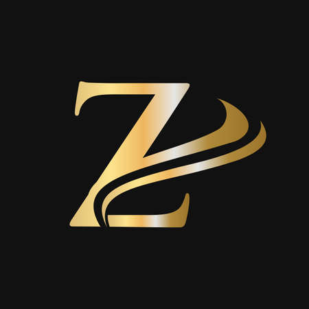 Z Letter Logo Luxury Concept. Initial Z Logo Design Golden Monogram Letter  For Company Name, Label, Emblem, Print, Textile, spa, beauty, fashionのイラスト素材