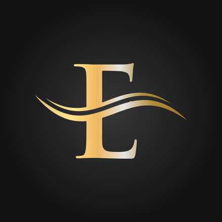 E Logo Golden Concept. E Letter Logo with Golden Luxury Color and Monogram Design. E Letter Initial Luxurious Logo Templateのイラスト素材
