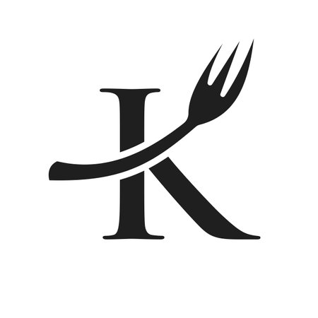 Restaurant Logo Template On Letter K. Letter K Restaurant Logo Sign Designのイラスト素材