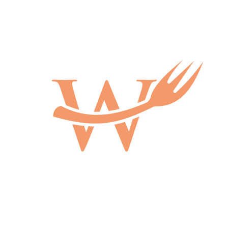 Restaurant Logo Template On Letter W. Letter W Restaurant Logo Sign Designのイラスト素材