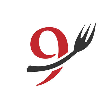 Restaurant Logo Template On Number 9. Number 9 Restaurant Logo Sign Design