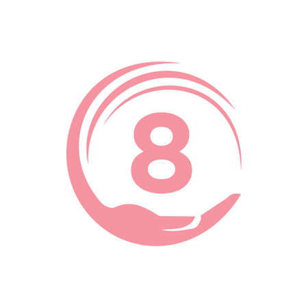 Charity Logo Template On Number 8. Initial Unity Foundation Human Logo Sign. Unity Team Work Logo Design With 8 Number Templateのイラスト素材