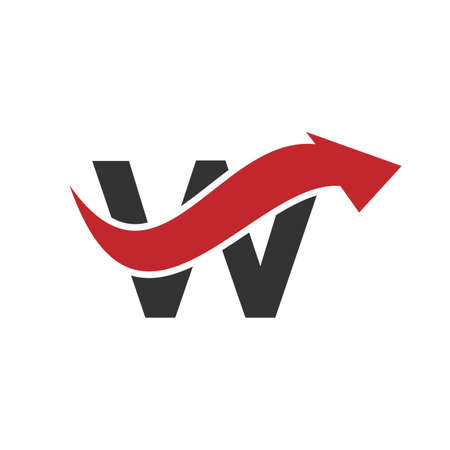 Initial W logo, Letter W And Financial Arrow Combination Sign. Finance Logo On W Letter Concept. Marketing And Financial Business Logoのイラスト素材