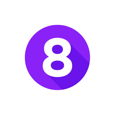 Alphabet, Text Symbol Flat Icon 8 Letter With Long Shadow Sign Templateのイラスト素材