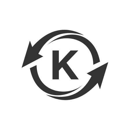 Finance logo with K letter concept. Marketing And Financial Business Logo. K Financial Logo Template with Marketing Growth Arrowのイラスト素材