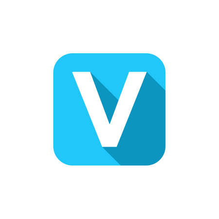 Alphabet, Text Symbol Flat Icon V Letter With Long Shadow Sign Templateのイラスト素材