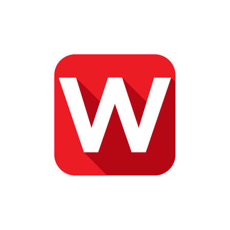 Alphabet, Text Symbol Flat Icon W Letter With Long Shadow Sign Templateのイラスト素材