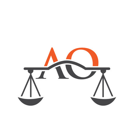 Law Firm Letter AO icon Design. Lawyer, Justice, Law Attorney, Legal, Lawyer Service, Law Office, Scale, Law firm, Attorney Corporate Business AO Initial Letter icon Templateのイラスト素材