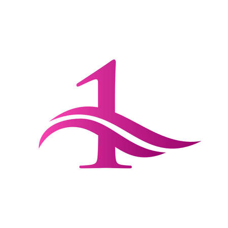 Letter 1 Logo Icon Design. Letter 1 Wave Sign Modern, Flat And Minimalist Business Logo Templateのイラスト素材