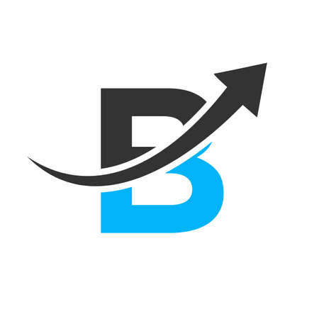 Finance Logo With B Letter Concept. Marketing And Financial Business Logo. Letter B Financial Logo Template With Marketing Growth Arrowのイラスト素材