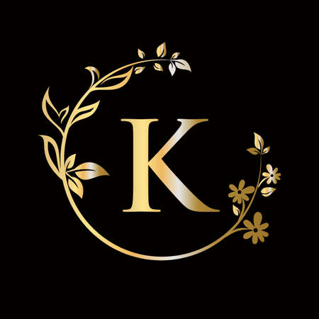Letter K Beauty flower logo with creative concept for company, business, decorative, flower, beauty, spa premium vector templateのイラスト素材