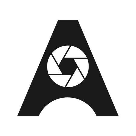 Initial Letter A Photography Logo Camera lens Concept. Photography Logo Combined A Letter Camera Sign Logoのイラスト素材