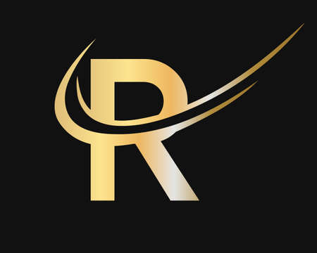 Initial Gold letter R logo design. Modern R logo design with luxury conceptのイラスト素材