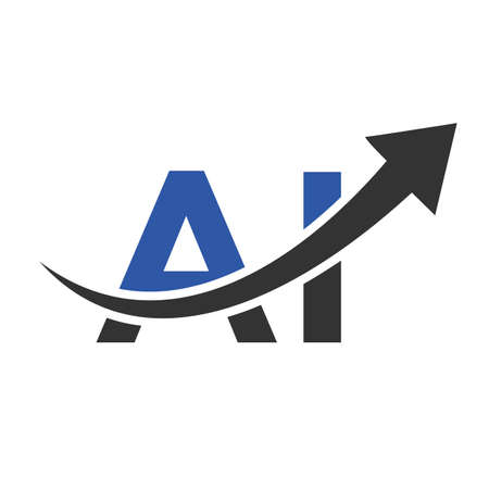 Finance logo on AI letter. Marketing And Financial Business Logo. AI Financial Logo Template with Marketing Growth Arrowのイラスト素材
