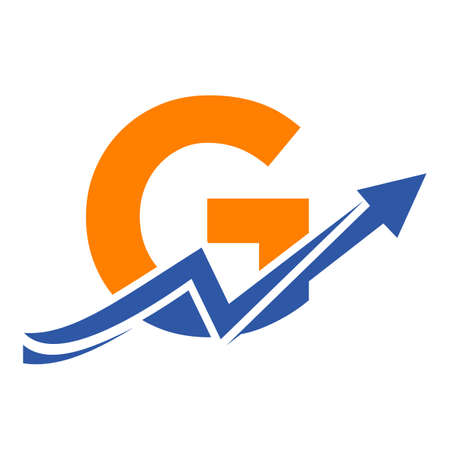 Finance Logo With G Letter Concept. Marketing And Financial Business Logo. Letter G Financial Logo Template With Marketing Growth Arrowのイラスト素材