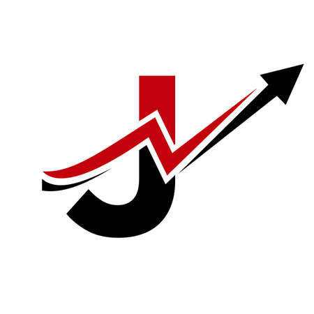 Finance Logo With J Letter Concept. Marketing And Financial Business Logo. Letter J Financial Logo Template With Marketing Growth Arrowのイラスト素材