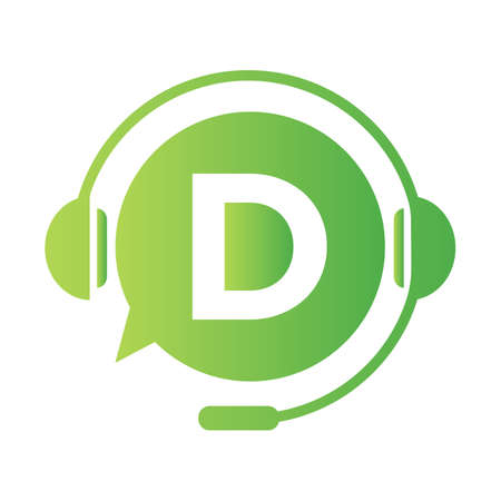 Communication, Chat Logo On Letter D Template. Bubble Speech, Consulting Sign Icon With D Letterのイラスト素材