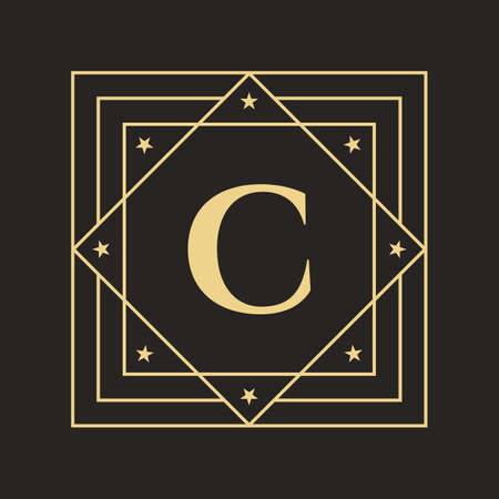 Creative Letter C Logo with Elegant and Stylish Luxury Concept. Initial C Letter Luxurious Logo Templateのイラスト素材