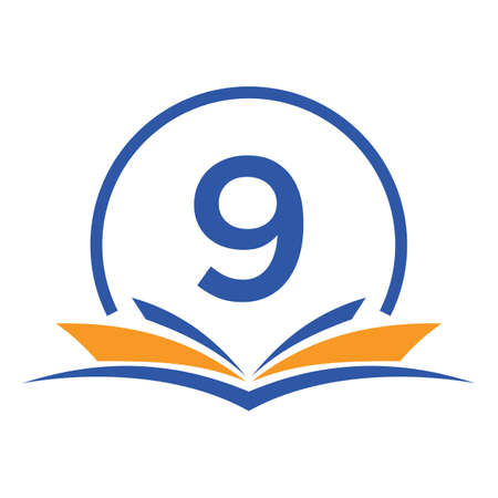 Letter 9 Education Logo Book Concept. Training Career Sign, University, Academy Graduation Logo...