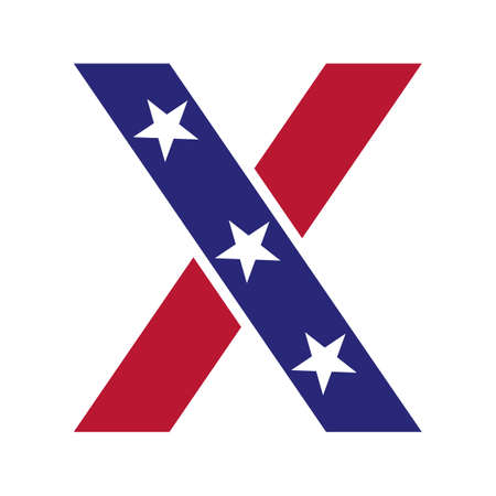 Initial Letter X American Logo for Business, Corporate and Company Identity. USA American Logo on Letter X Vector Templateのイラスト素材