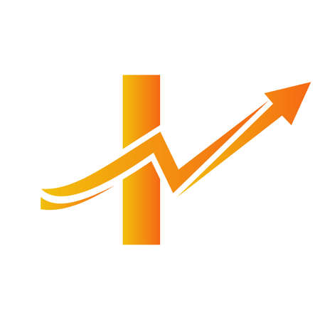 Letter I Financial Logo With Growth Arrow. Economy Logo Sign On Alphabet I Vector Templateのイラスト素材