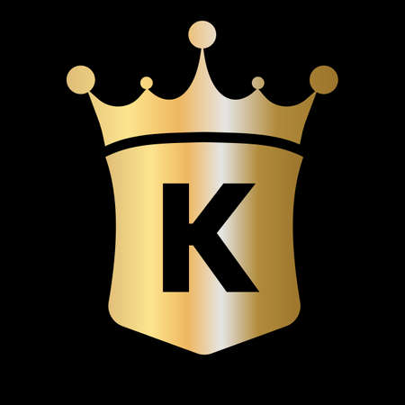 Letter K Crown and Shield Logo Vector Template with Luxury Concept Symbolのイラスト素材