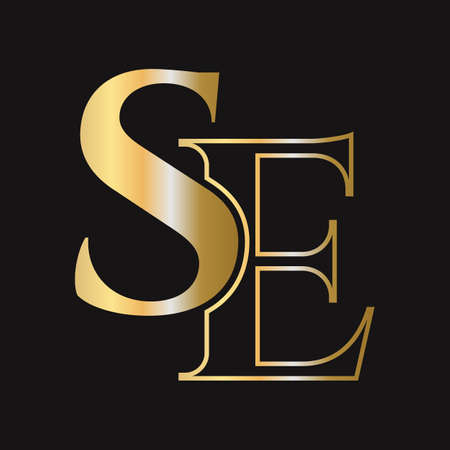 Initial letter SE, ES logo design vector template. Monogram SE logotype luxury symbolのイラスト素材