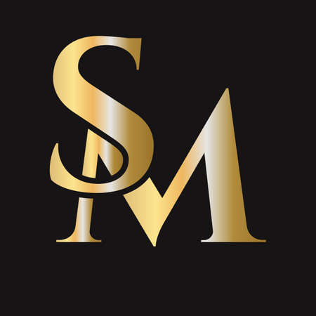 Initial letter SM, MS logo design vector template. Monogram SM logotype luxury symbolのイラスト素材