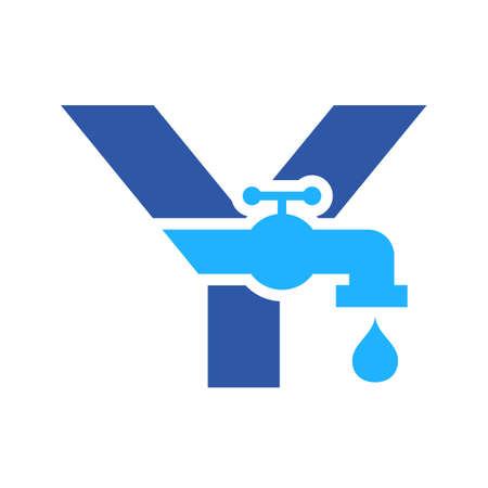 Letter Y Plumber Logo Design. Plumbing Water with Letter Y Logo Templateのイラスト素材