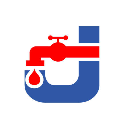 Letter J Plumber Logo Design. Plumbing Water with Letter J Logo Templateのイラスト素材