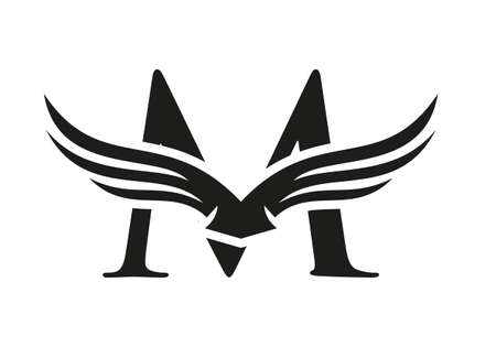 Letter M Wing Logo Design. Initial Flying Wing M Letter Logo. Letter M Wings Symbol Conceptのイラスト素材