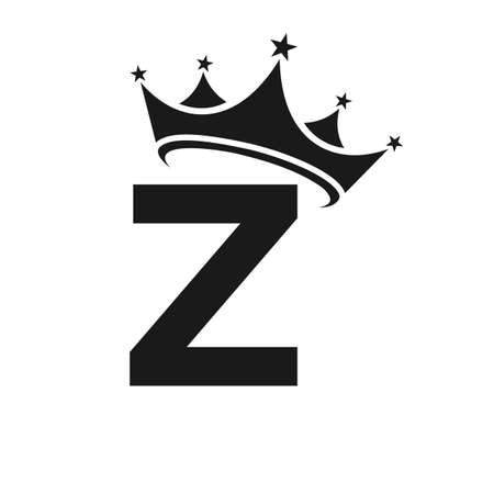 Letter Z Crown Logo. Crown Logo on Letter Z Vector Template for Beauty, Fashion, Star, Elegant, Luxury Signのイラスト素材