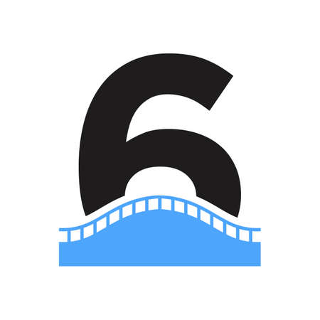 Letter 6 Bridge Logo for Transportation, Journey and Construction Business Vector Templateのイラスト素材