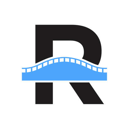 Letter R Bridge Logo for Transportation, Journey and Construction Business Vector Templateのイラスト素材