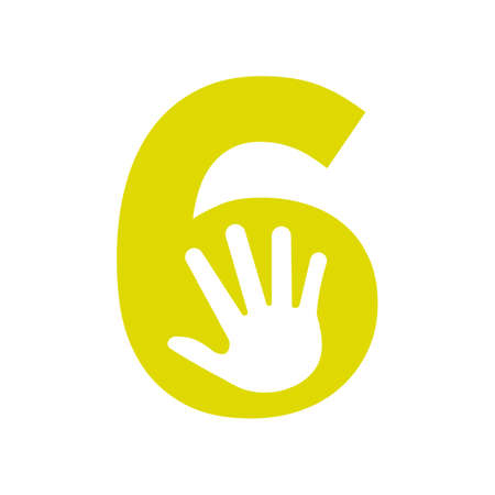 Letter 6 Hand Logo Concept For Hand Care, Charity Sign and Donation Logo Symbol Vector Templateのイラスト素材